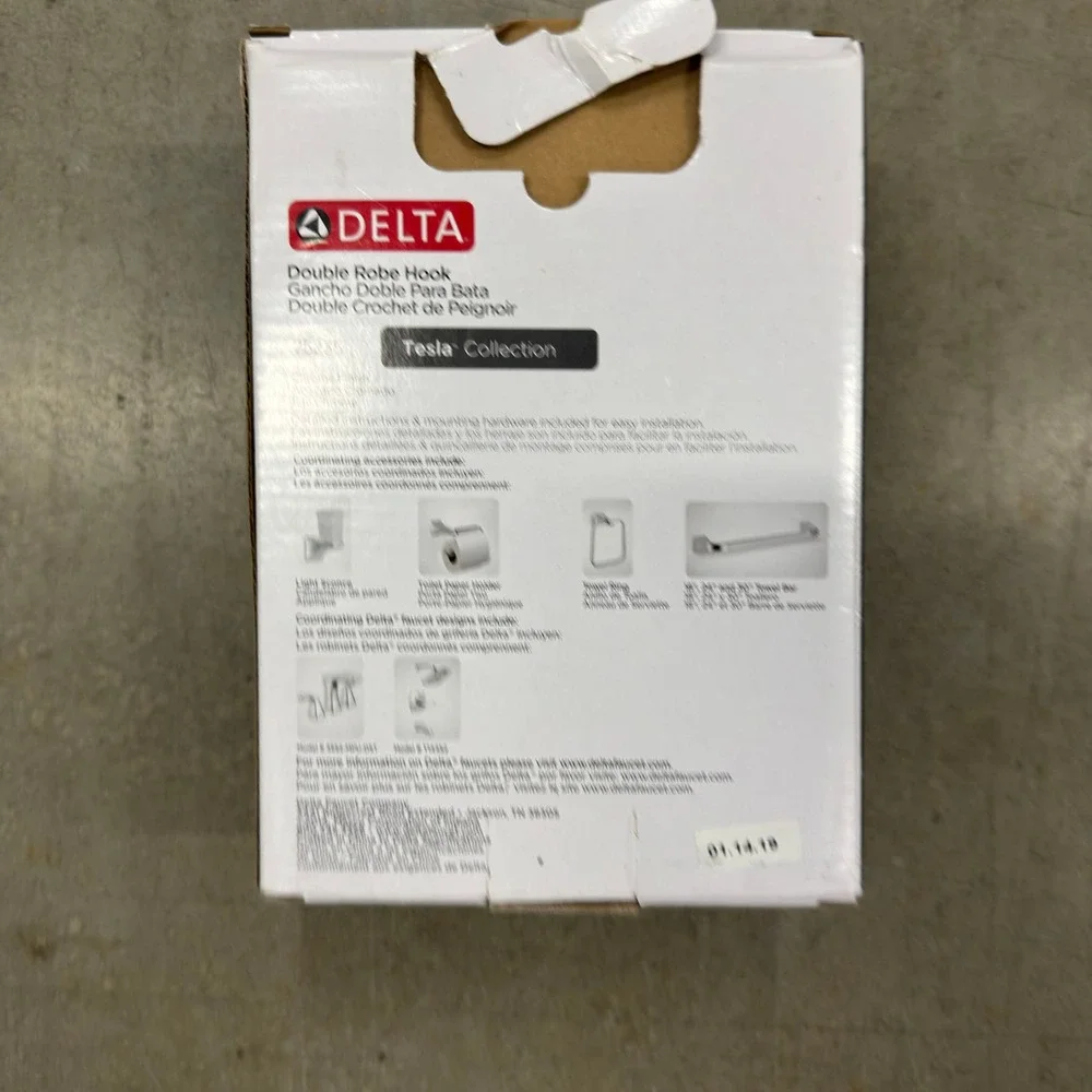 Delta Tesla Double Robe Hook Chrome‎ Wall Mount Bathroom Accessory 75235 NEW